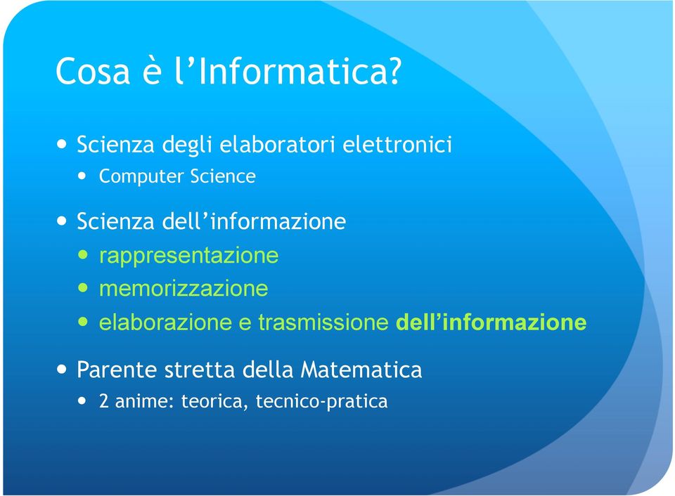 Scienza dell informazione rappresentazione memorizzazione