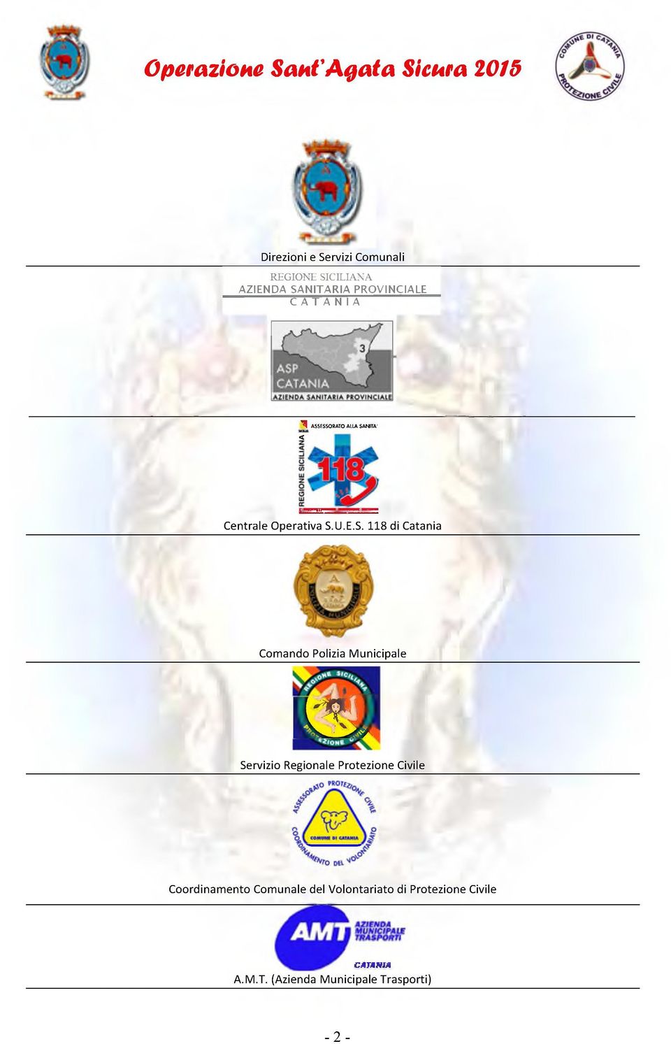 di Catania Comando Polizia Municipale I 2 J I Servizio Regionale Protezione Civile