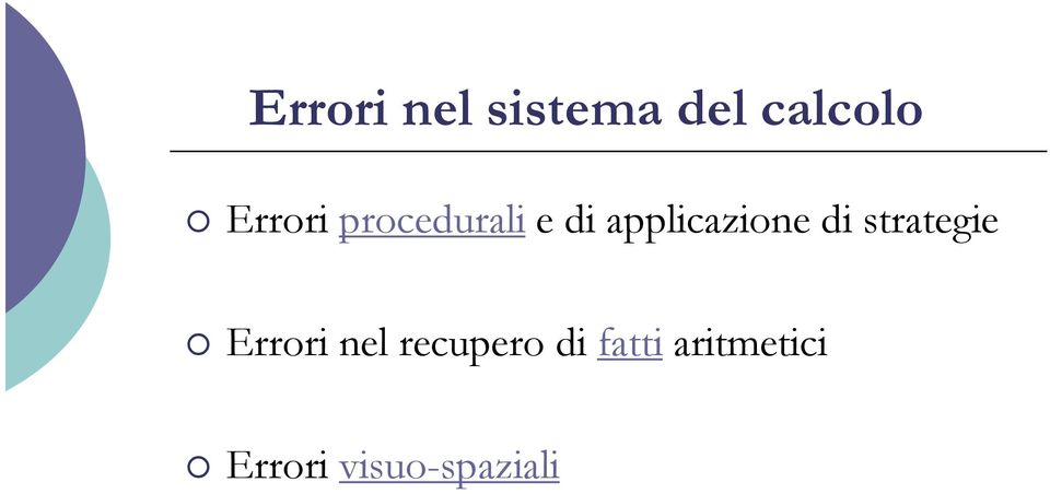 applicazione di strategie Errori