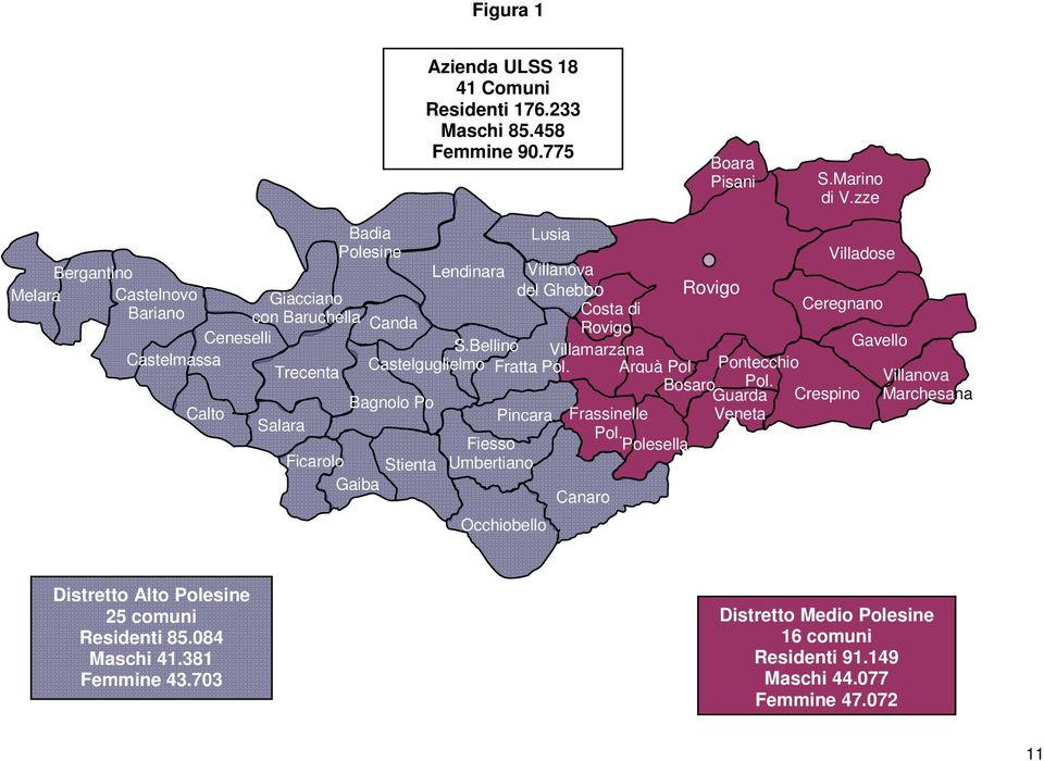 Bellino Gavello Villamarzana Castelmassa Castelguglielmo Trecenta Fratta Pol. Arquà Pol. Pontecchio Bosaro Pol.