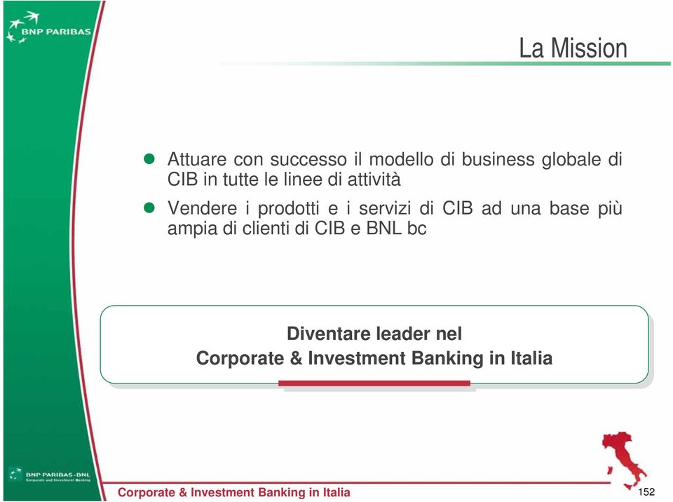 servizi di CIB ad una base più ampia di clienti di CIB e BNL bc