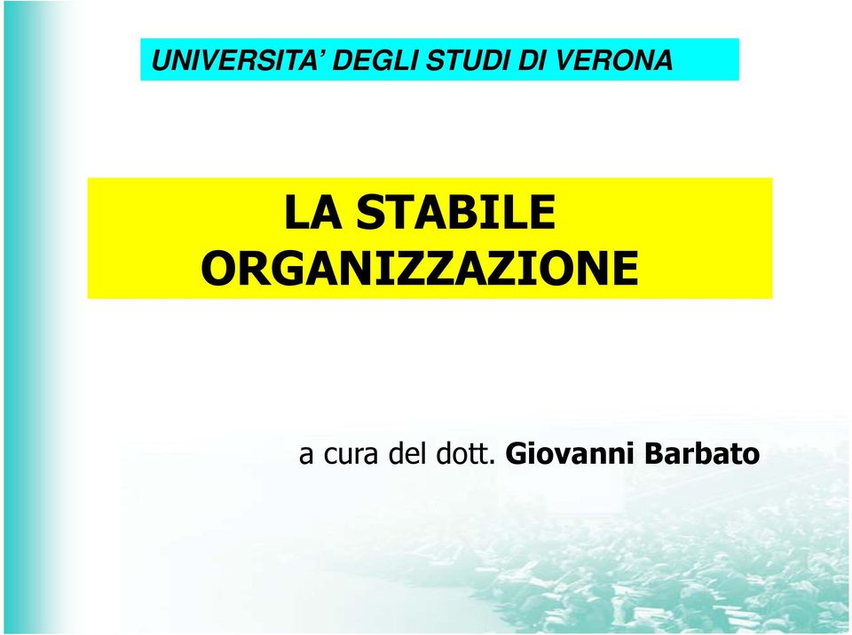 ORGANIZZAZIONE a cura