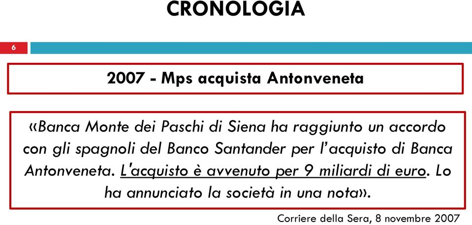 di Banca Antonveneta. L'acquisto è avvenuto per 9 miliardi di euro.