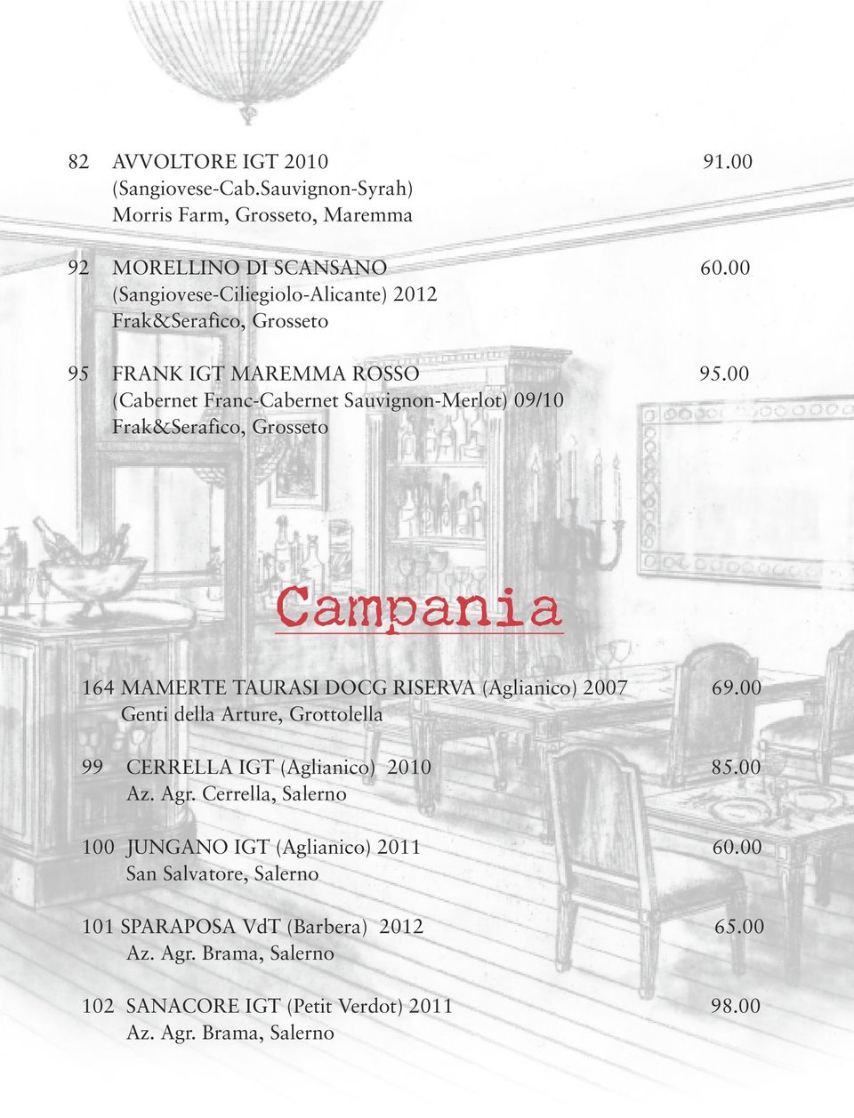 00 (Cabernet Franc-Cabernet Sauvignon-Merlot) 09/10 Frak&Serafìco, Grosseto Campania 164 MAMERTE TAURASI DOCG RISERVA (Aglianico) 2007 69.