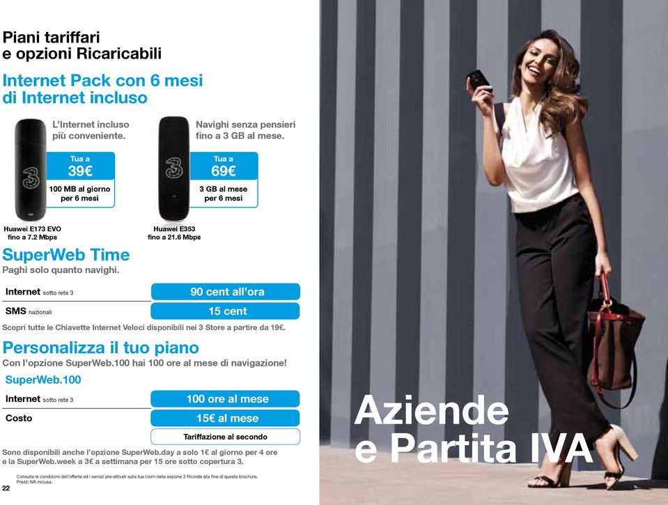 6 Mbps SMS nazionali 90 cent all ora 15 cent Scopri tutte le Chiavette Veloci disponibili nei 3 Store a partire da 19. Personalizza il tuo piano Con l opzione SuperWeb.