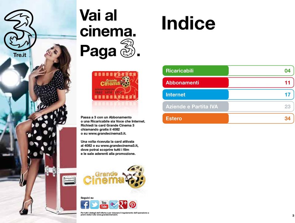 Una volta ricevuta la card attivala al 4082 o su www.grandecinema3.