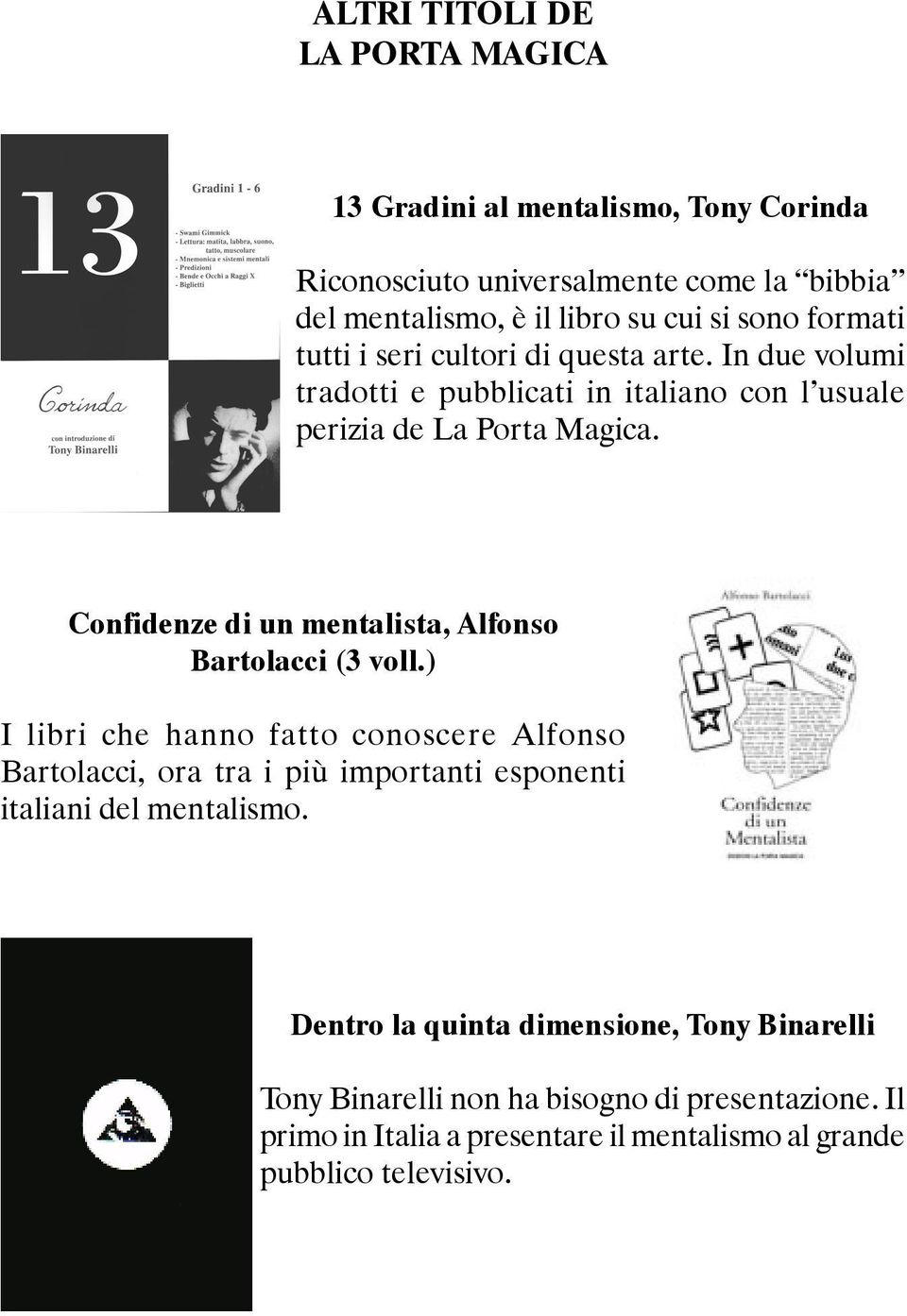 Confidenze di un mentalista, Alfonso Bartolacci (3 voll.