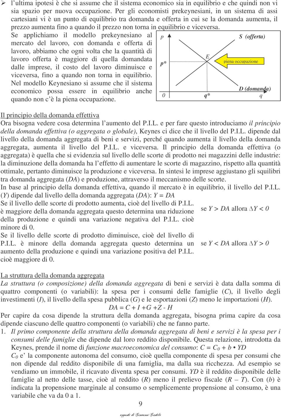 Se applchamo l modello prekeynesano al mercato del lavoro, con domanda e offerta d lavoro, abbamo che ogn volta che la quanttà d lavoro offerta è maggore d quella domandata dalle mprese, l costo del