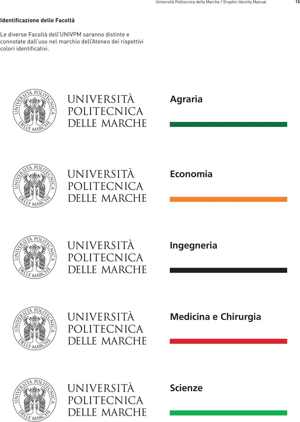 distinte e connotate dall uso nel marchio dell Ateneo dei rispettivi