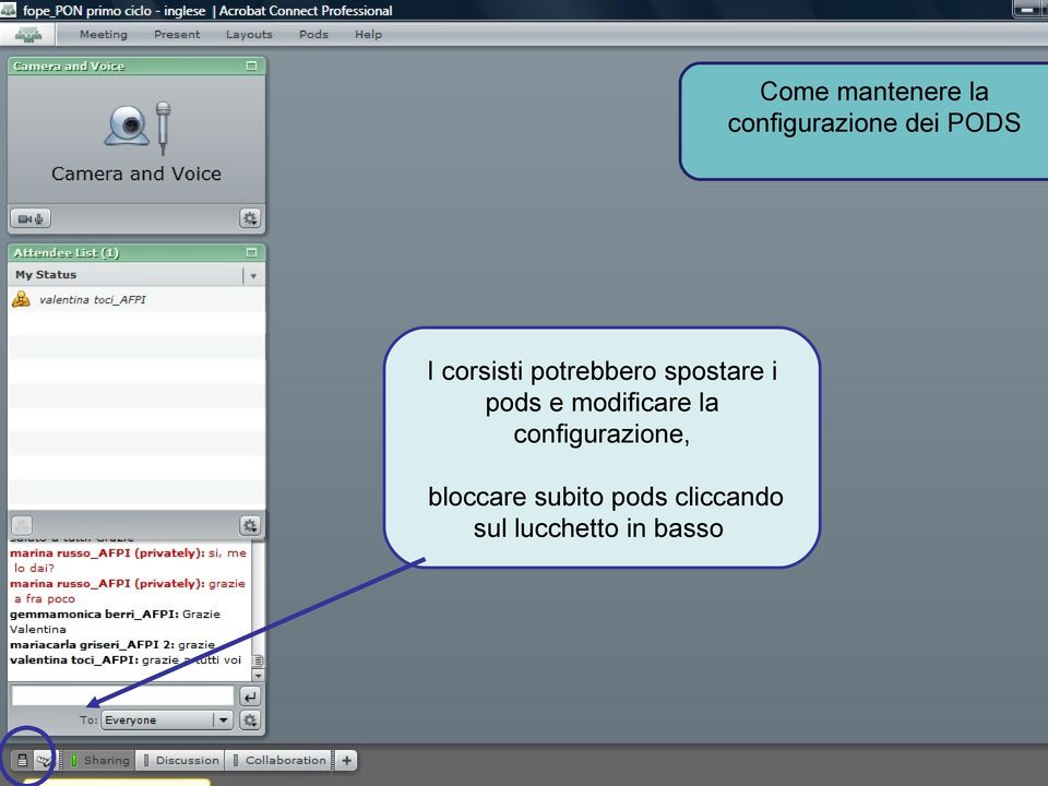 modificare la configurazione, bloccare