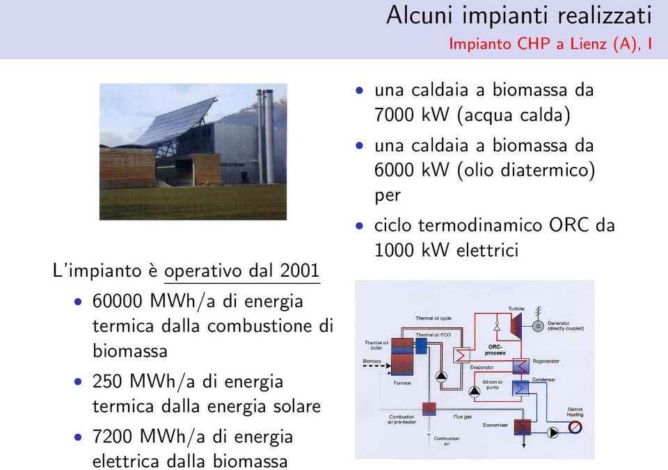 7200 MWh/a di energia elettrica dalla biomassa una caldaia a biomassa da 7000 kw (acqua calda) una