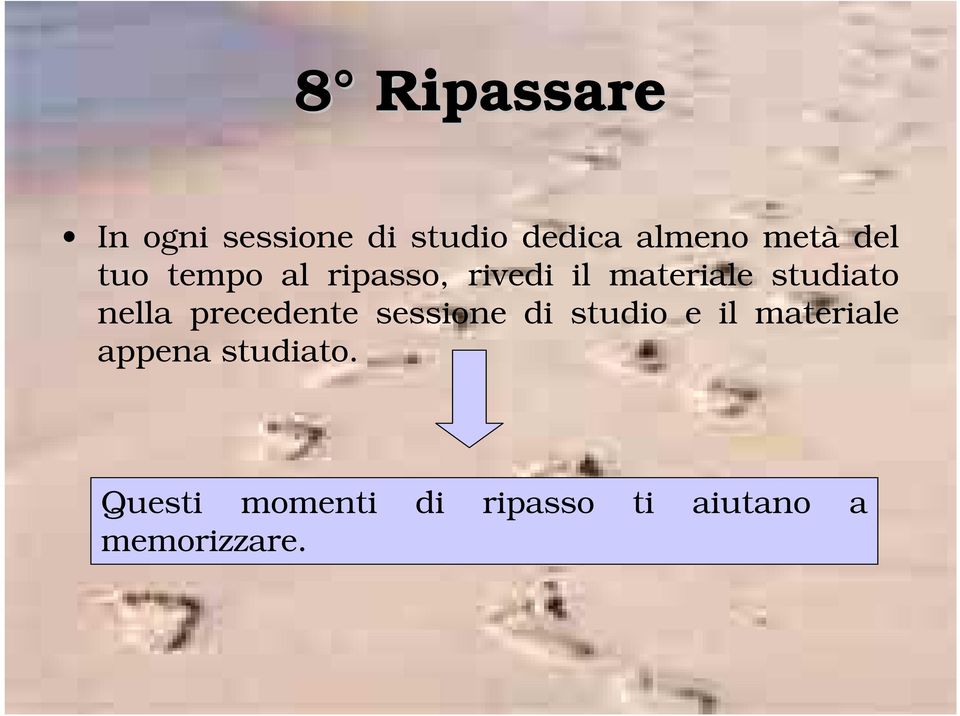 nella precedente sessione di studio e il materiale appena