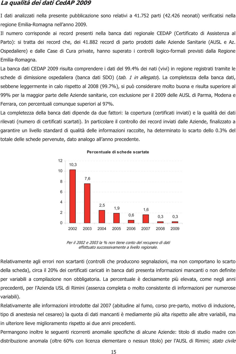 882 record di parto prodotti dalle Aziende Sanitarie (AUSL e Az. Ospedaliere) e dalle Case di Cura private, hanno superato i controlli logico-formali previsti dalla Regione Emilia-Romagna.