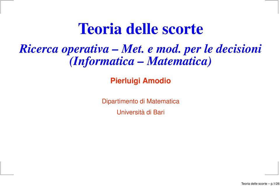 per le decisioni (Informatica Matematica)