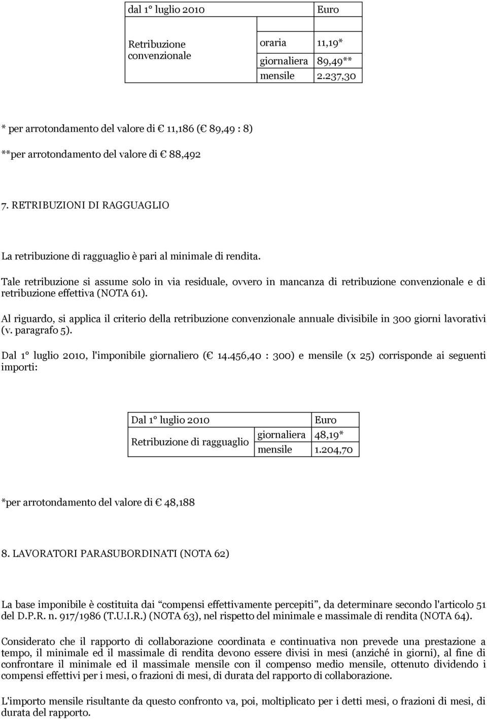 Tale retribuzione si assume solo in via residuale, ovvero in mancanza di retribuzione convenzionale e di retribuzione effettiva (NOTA 61).