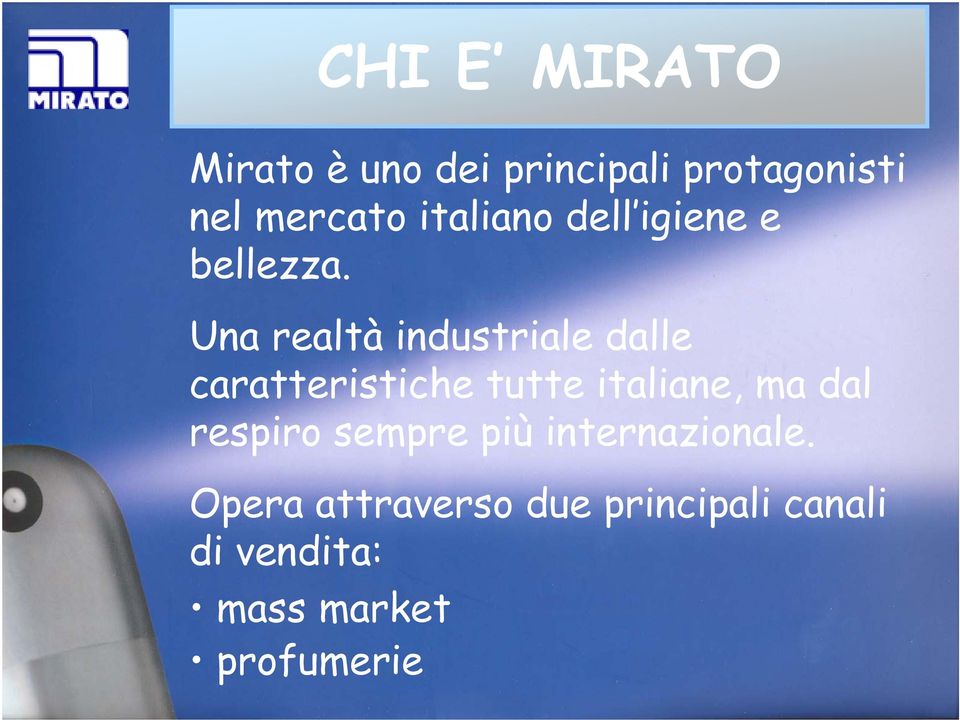 Una realtà industriale dalle caratteristiche tutte italiane, ma dal