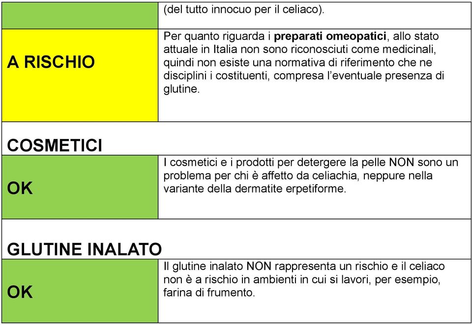 di riferimento che ne disciplini i costituenti, compresa l eventuale presenza di glutine.