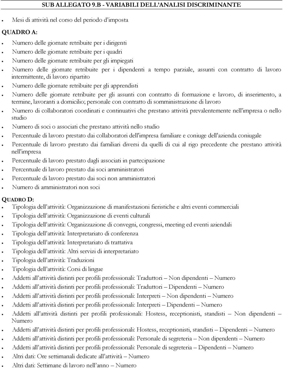 Numero delle giornate retribuite per gli impiegati Numero delle giornate retribuite per i dipendenti a tempo parziale, assunti con contratto di lavoro intermittente, di lavoro ripartito Numero delle