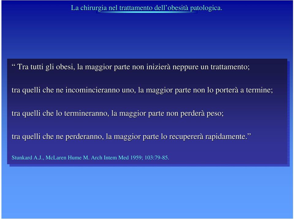 termineranno, la maggior parte non perderà peso; tra quelli che ne perderanno, la maggior