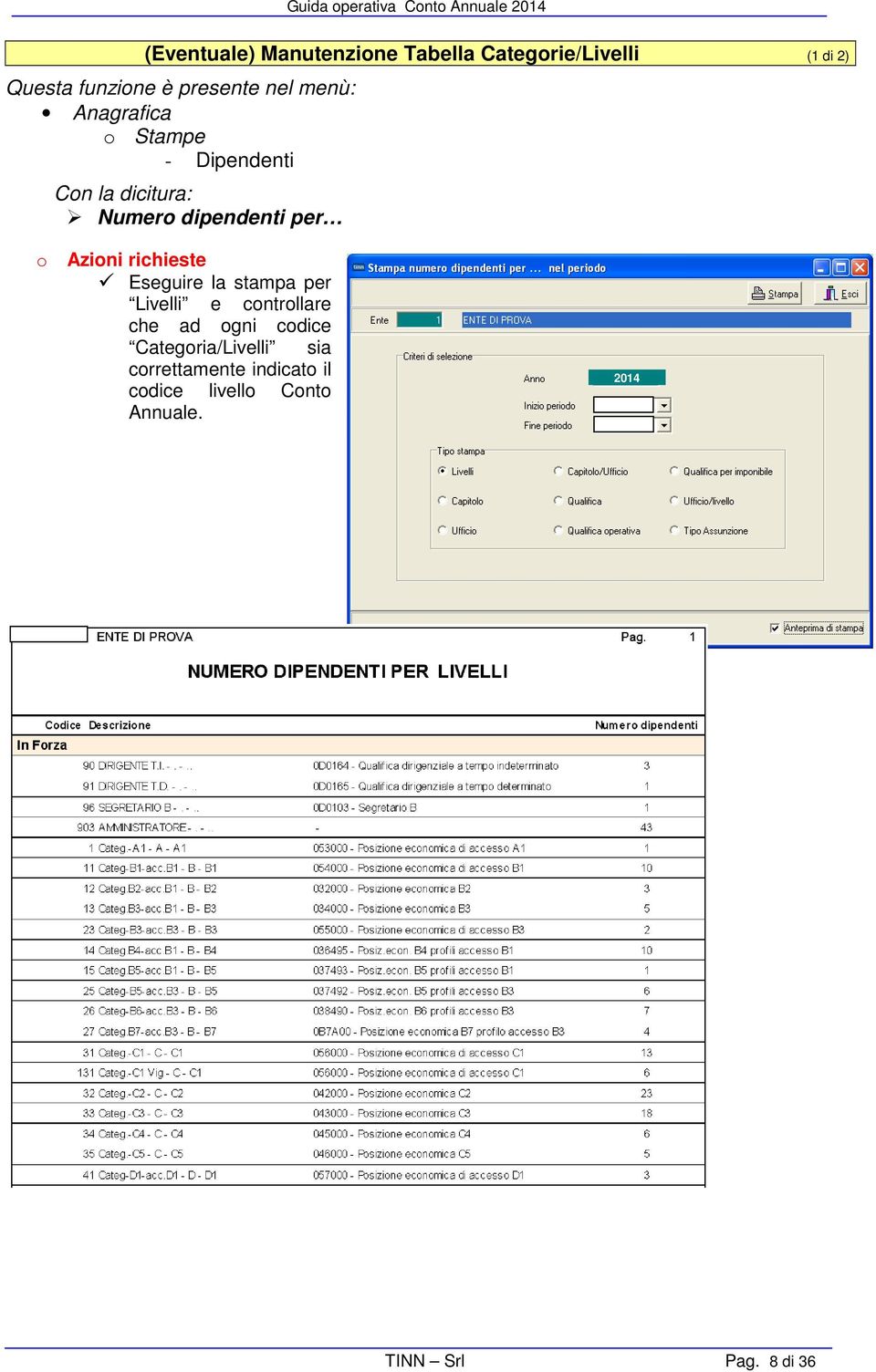 stampa per Livelli e controllare che ad ogni codice Categoria/Livelli