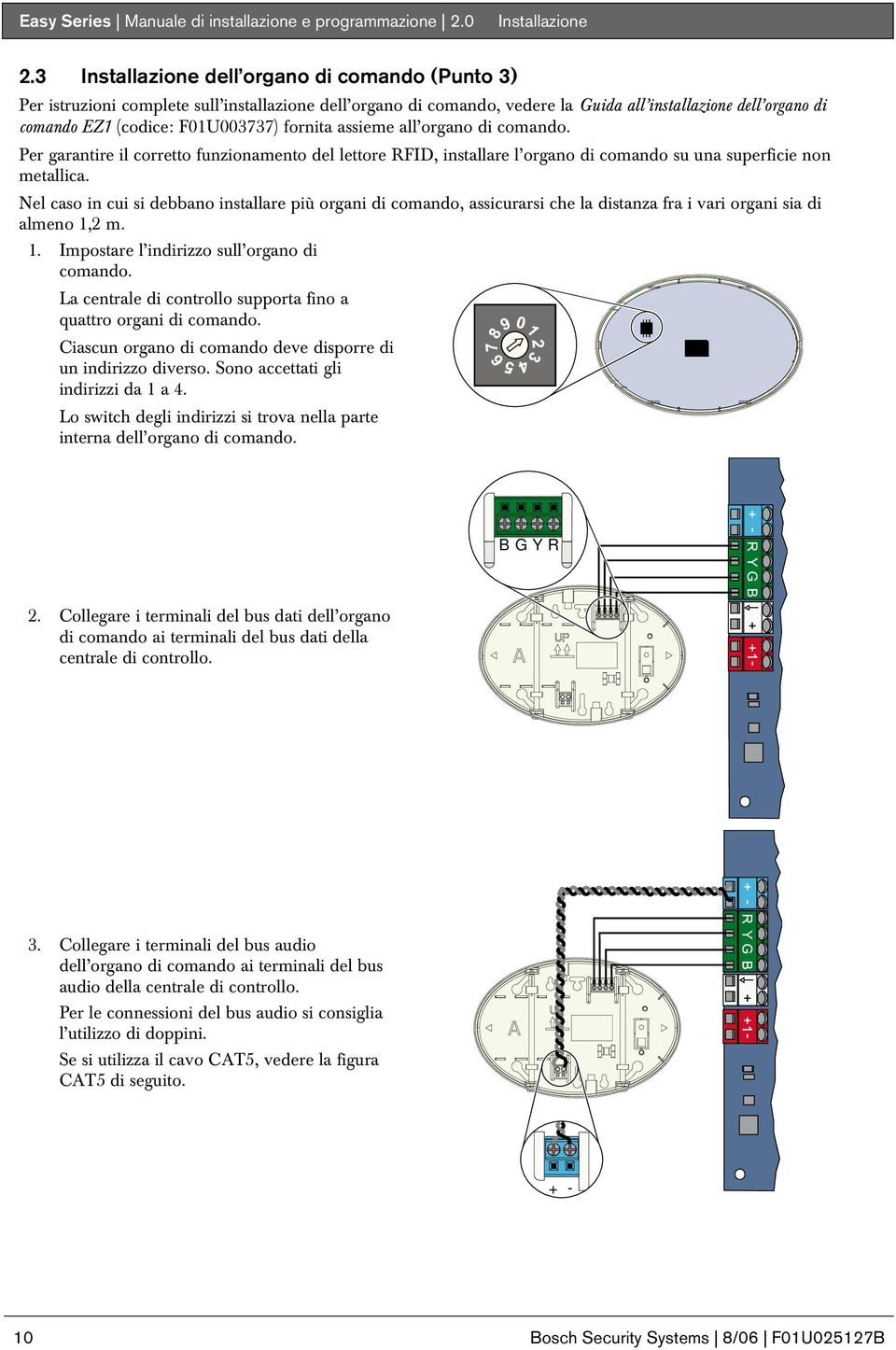 assieme all organo di comando. Per garantire il corretto funzionamento del lettore RFID, installare l organo di comando su una superficie non metallica.