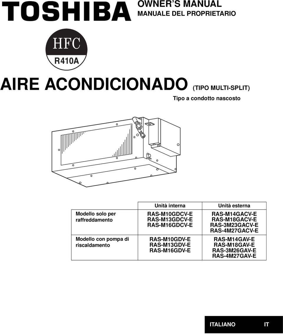 RAS-M10GDCV-E RAS-M13GDCV-E RAS-M16GDCV-E RAS-M10GDV-E RAS-M13GDV-E RAS-M16GDV-E Unità esterna