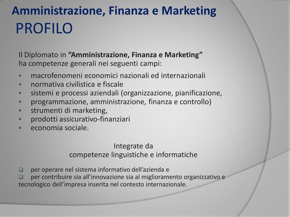 amministrazione, finanza e controllo) strumenti di marketing, prodotti assicurativo-finanziari economia sociale.