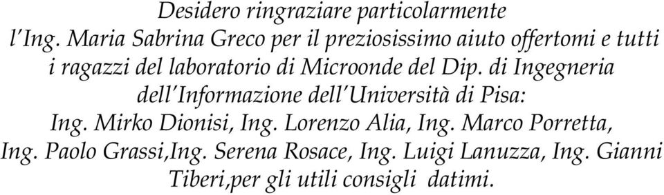 Microonde del Dip. di Ingegneria dell Informazione dell Università di Pisa: Ing.