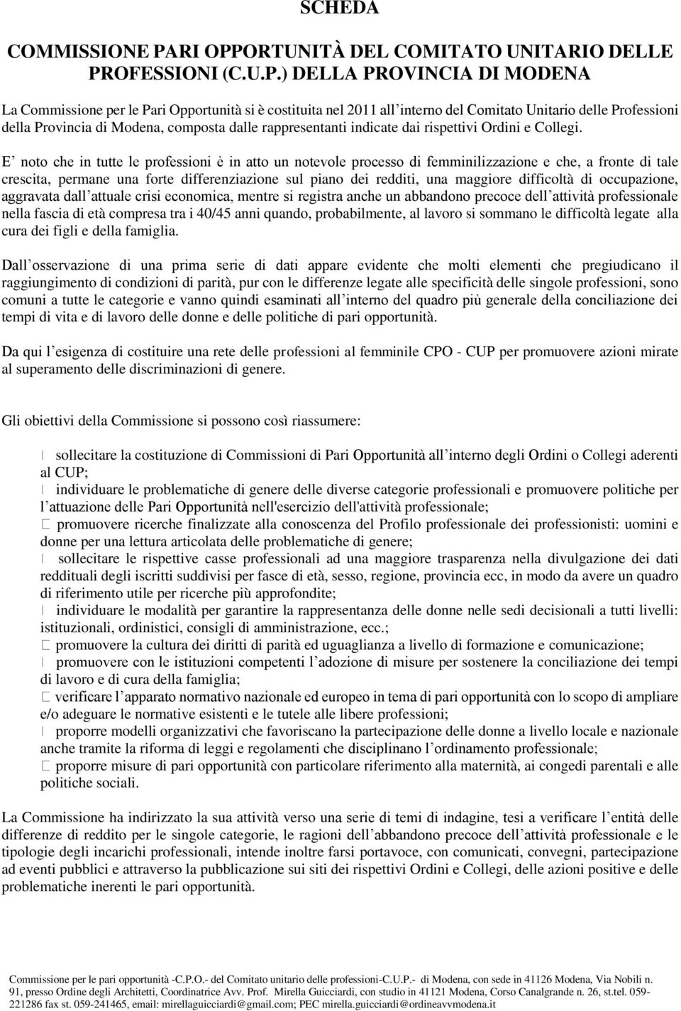 ORTUNITÀ DEL COMITATO UNITARIO DELLE PR