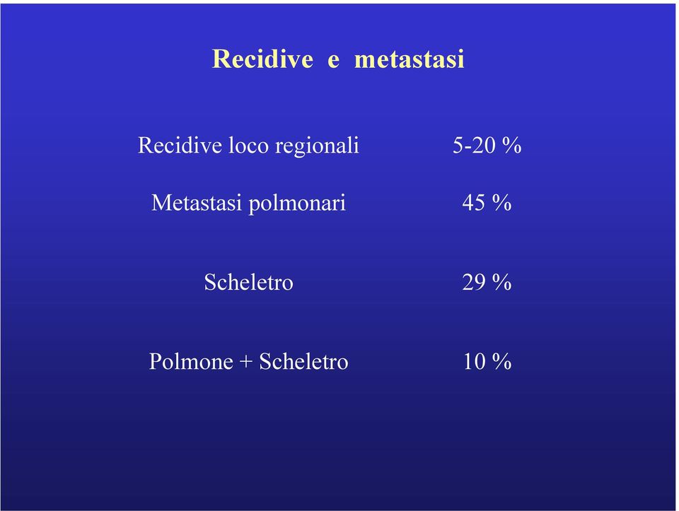 Metastasi polmonari 5-20 %