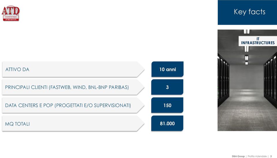 PARIBAS) 3 DATA CENTERS E POP (PROGETTATI E/O