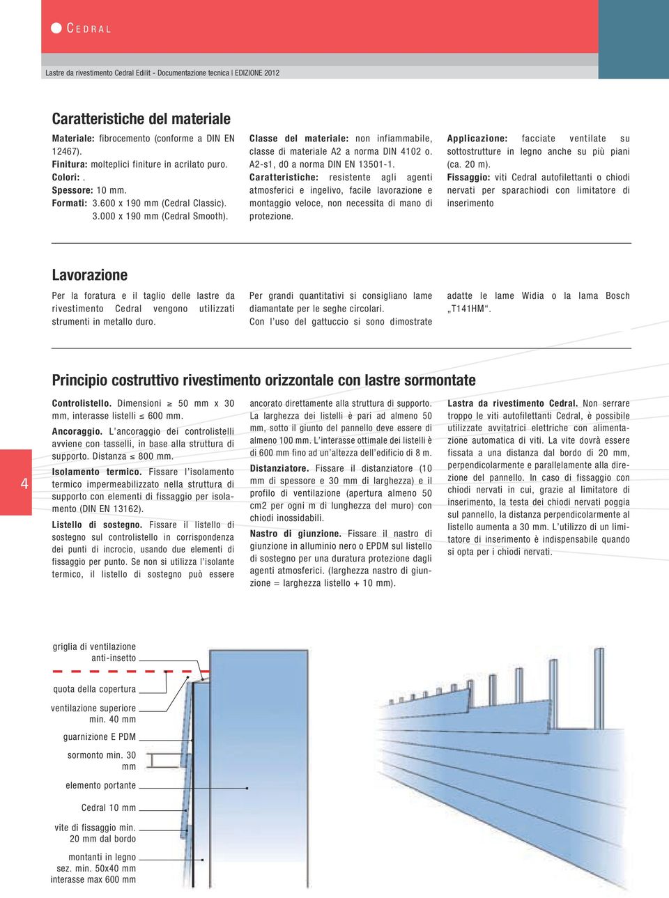 Caratteristiche: resistente agli agenti atmosferici e ingelivo, facile lavorazione e montaggio veloce, non necessita di mano di protezione.