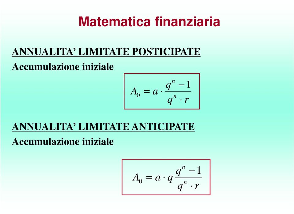 iiziale ANNUALITA LIMITATE