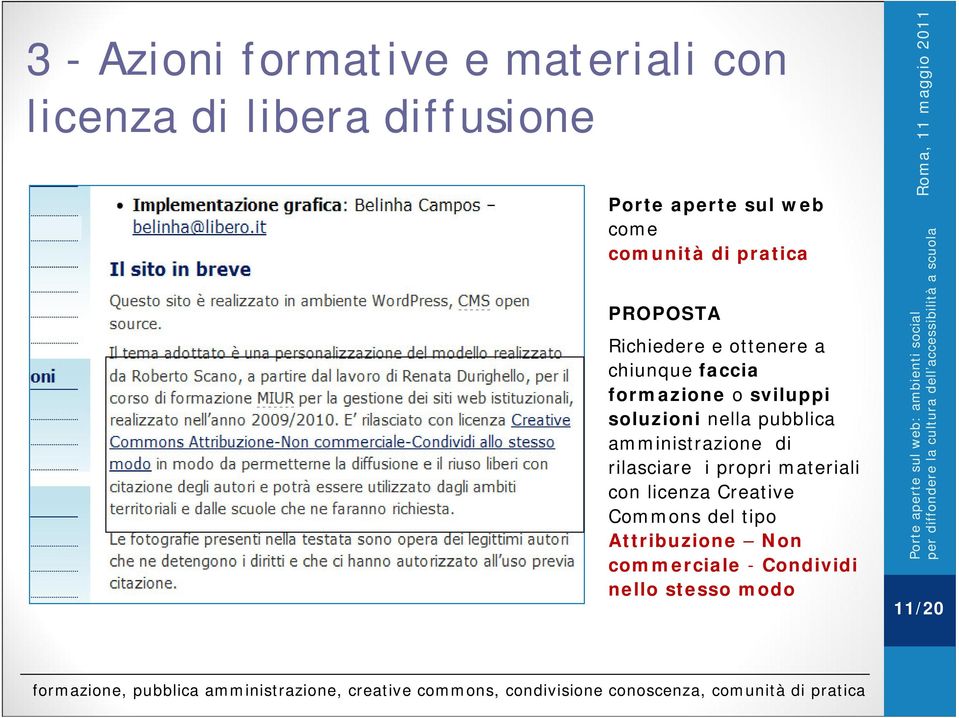 rilasciare i propri materiali con licenza Creative Commons del tipo Attribuzione Non commerciale - Condividi nello