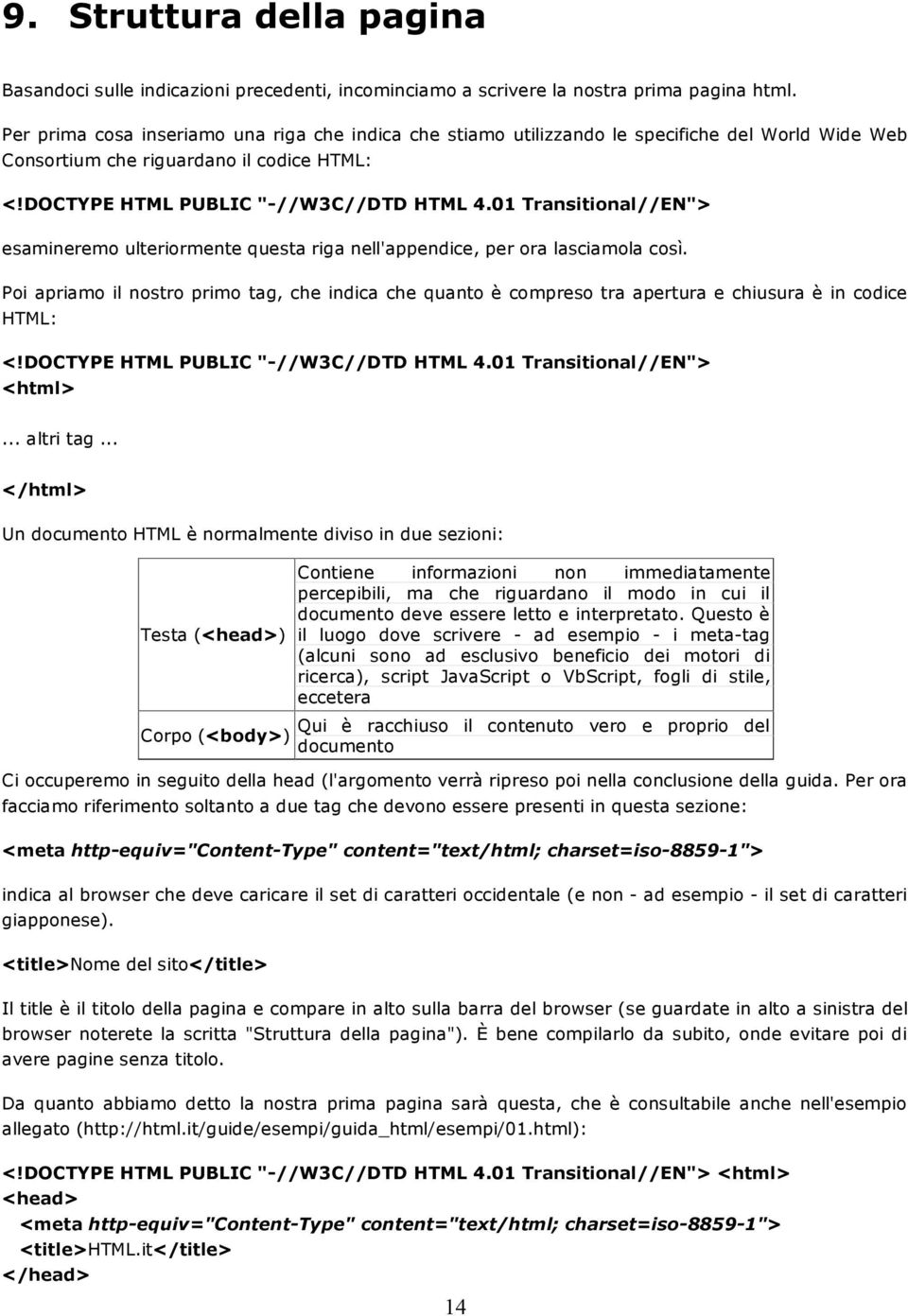 01 Transitional//EN"> esamineremo ulteriormente questa riga nell'appendice, per ora lasciamola così.