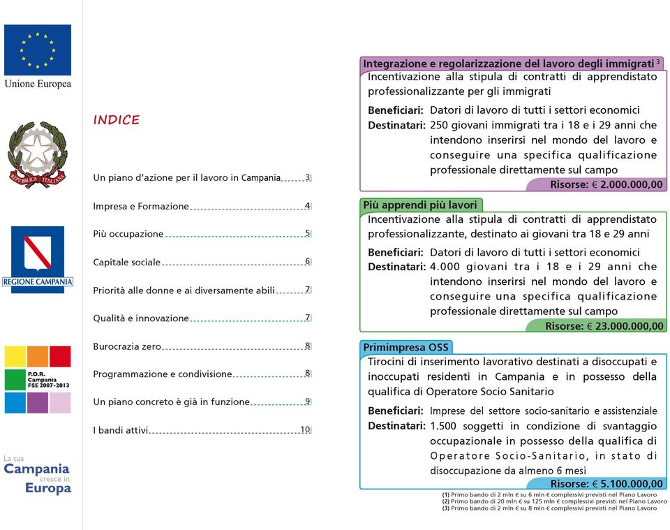 contratti di apprendistato professionalizzante per gli immigrati Beneficiari: Destinatari: Più apprendi più lavori Incentivazione alla stipula di contratti di apprendistato professionalizzante,