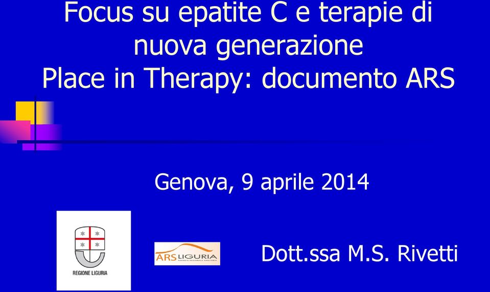 Therapy: documento ARS Genova,