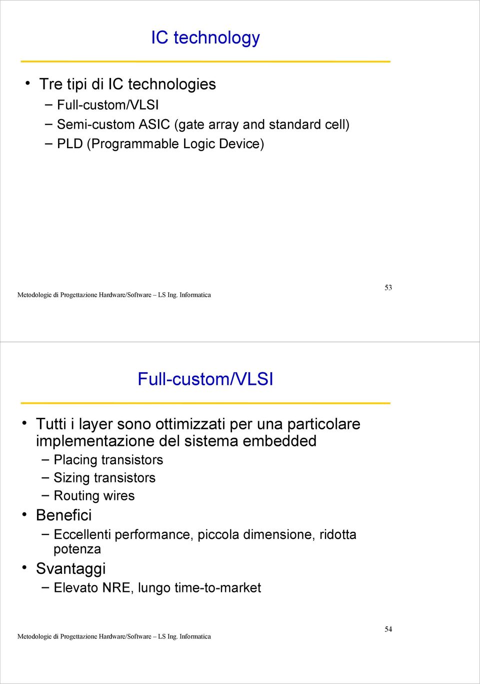 particolare implementazione del sistema embedded Placing transistors Sizing transistors Routing wires