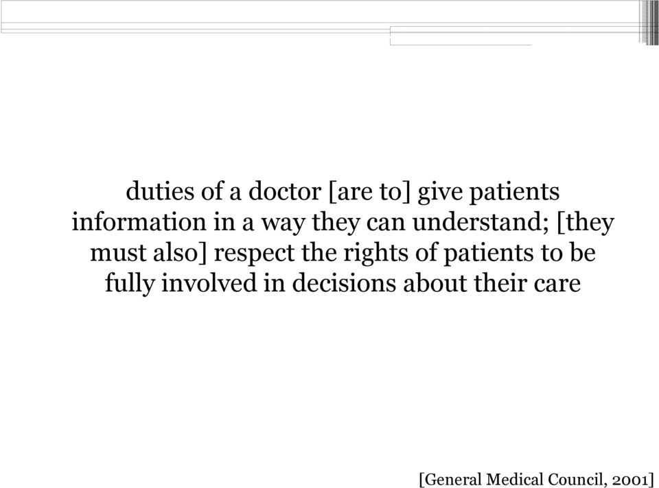 respect the rights of patients to be fully involved