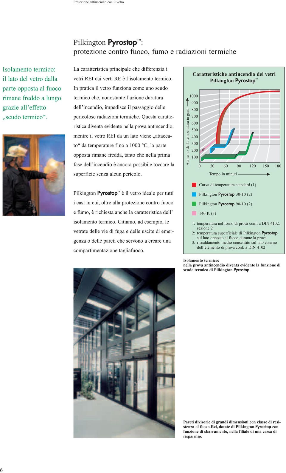 In pratica il vetro funziona come uno scudo termico che, nonostante l azione duratura dell incendio, impedisce il passaggio delle pericolose radiazioni termiche.