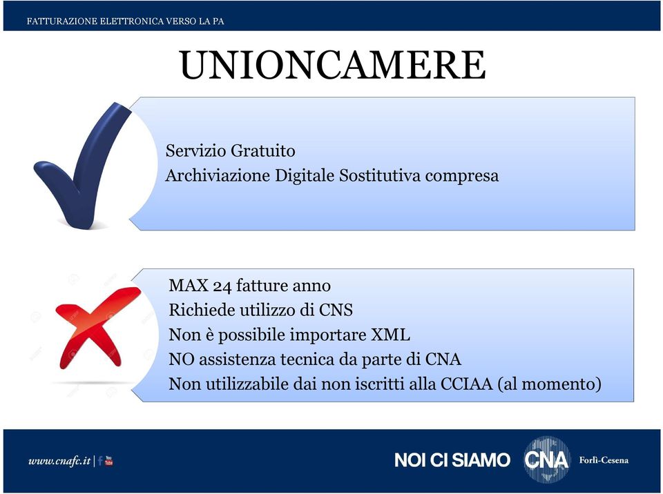 Richiede utilizzo di CNS Non è possibile importare XML NO assistenza