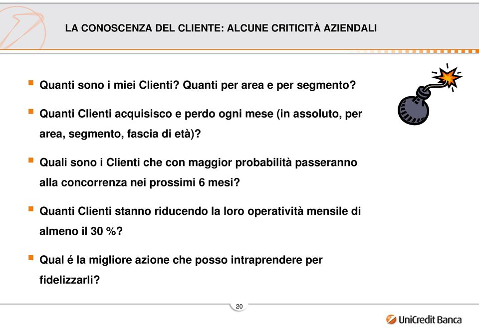 Quali sono i Clienti che con maggior probabilità passeranno alla concorrenza nei prossimi 6 mesi?