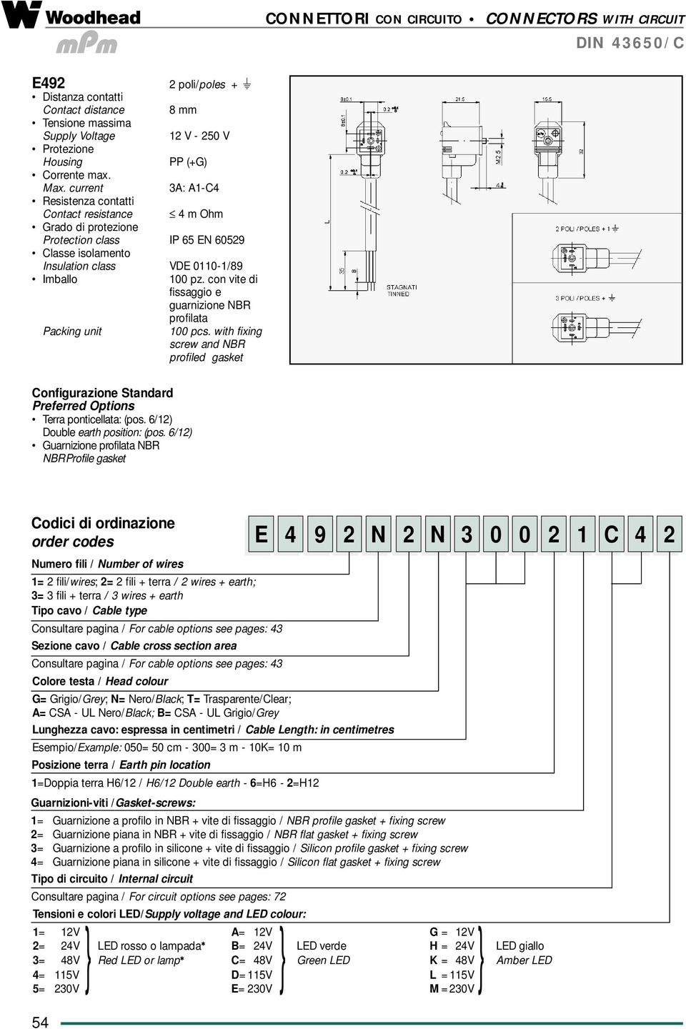 con vite di fissaggio e guarnizione NBR profilata Packing unit 100 pcs. with fixing screw and NBR profiled gasket Configurazione Standard Preferred Options Terra ponticellata: (pos.