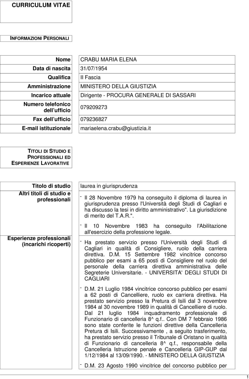 it TITOLI DI STUDIO E PROFESSIONALI ED ESPERIENZE LAVORATIVE Titolo di studio Altri titoli di studio e professionali Esperienze professionali (incarichi ricoperti) laurea in giurisprudenza - Il 28