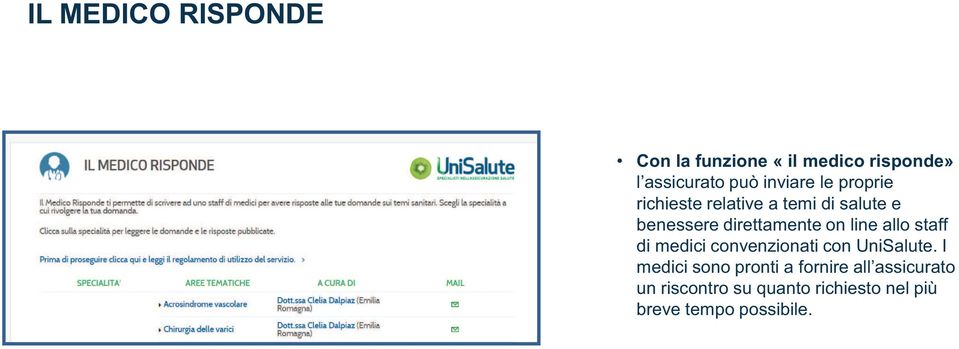 on line allo staff di medici convenzionati con UniSalute.