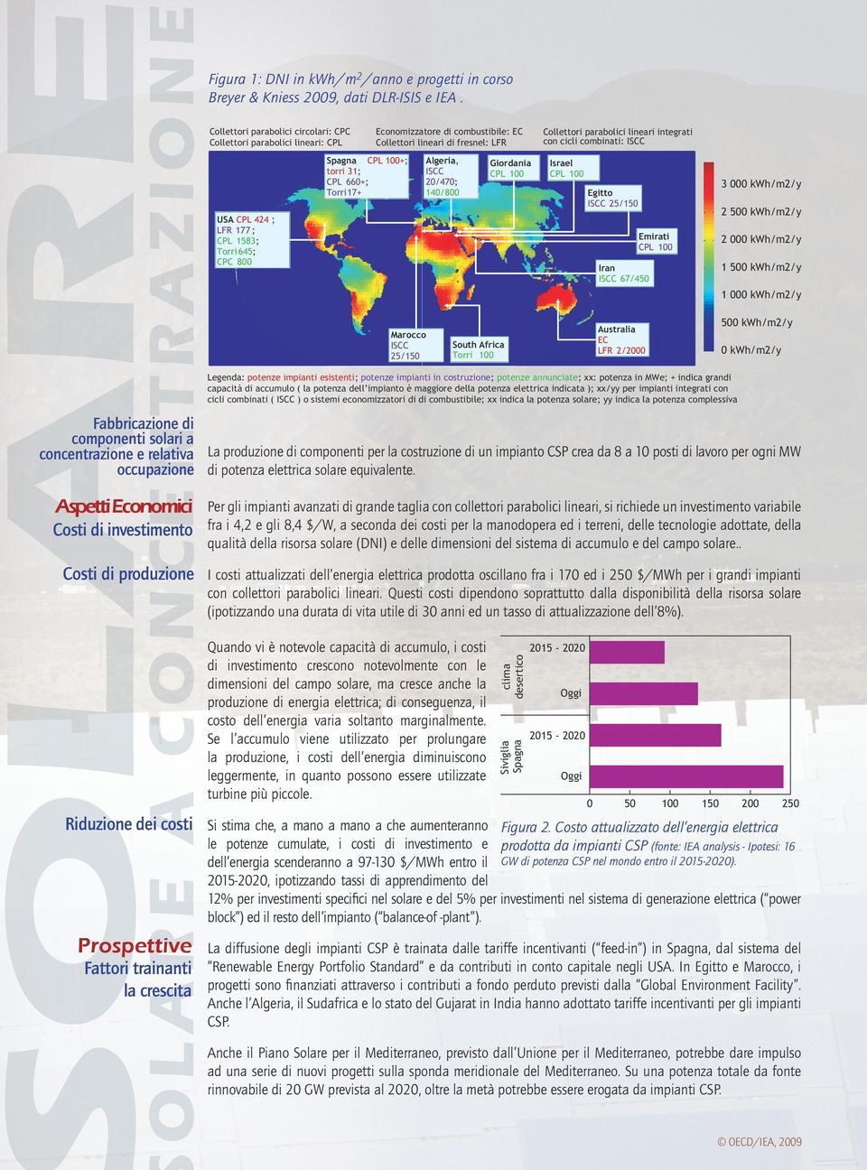2/47; 14/8 Collettori parabolici lineari integrati con cicli combinati: ISCC Giordania Israel 3 kwh/m2/y Egitto ISCC 25/15 USA CPL 424 ; LFR 177 ; CPL 1583; Torri 645; CPC 8 2 5 kwh/m2/y Emirati 2