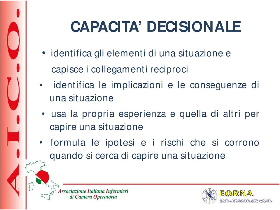 situazione usa la propria esperienza e quella di altri per capire una