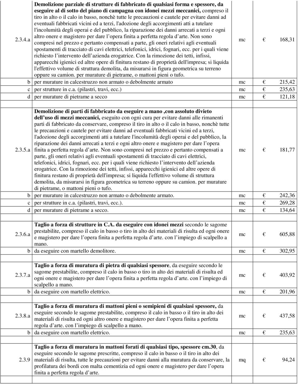 riparazione dei danni arrecati a terzi e ogni altro onere e magistero per dare l opera finita a perfetta regola d arte. Non sono 2.3.4.