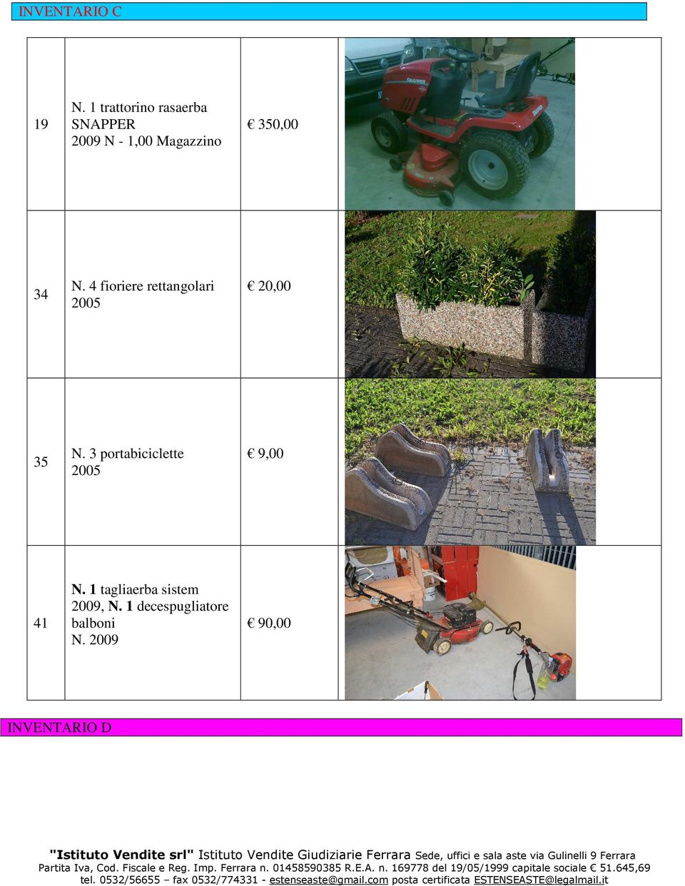 34 N. 4 fioriere rettangolari 2005 20,00 35 N.