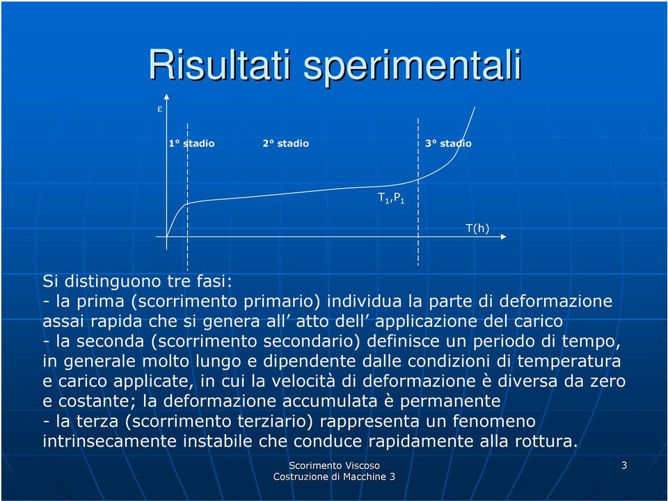 generale molto lungo e dipendente dalle condizioni di temperatura e carico applicate, in cui la velocità di deformazione è diversa da zero e costante;